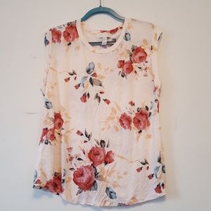 Pink Floral Sleeveless Blouse